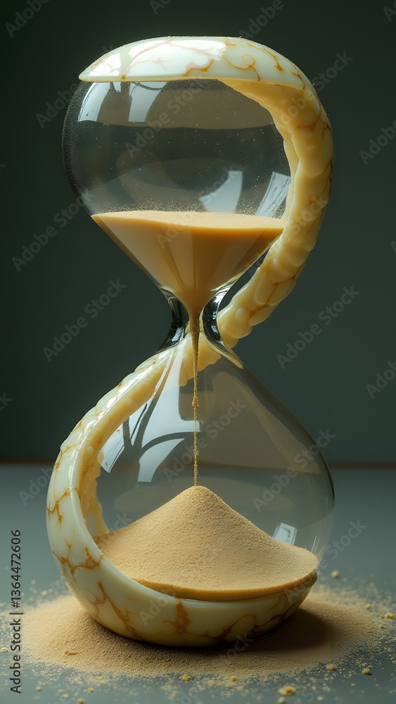 Aufkleber eternal return hourglass where sands transform through rebirth states within a jade and ivory ourobo