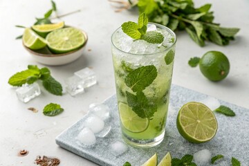 Fototapeta premium Mojito cocktail on white background.