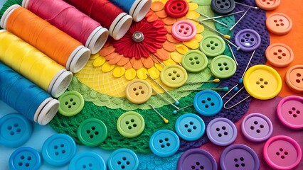 Sewing buttons background. Colorful sewing buttons texture.