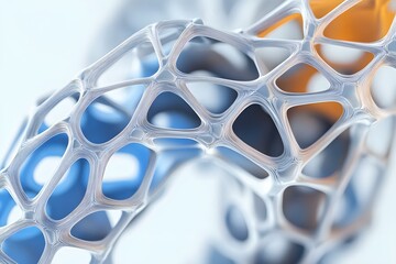 Dynamic Silver Elegance: Abstract Shapes in Silver Cells Composition with 3D Rendering Showcasing Modern Appeal