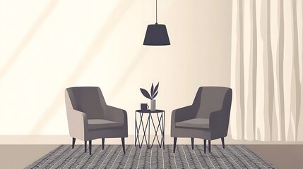 Cozy minimalist living room interior.