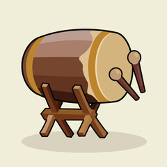 Vector illustration of a drum used to signal prayer times in a mosque