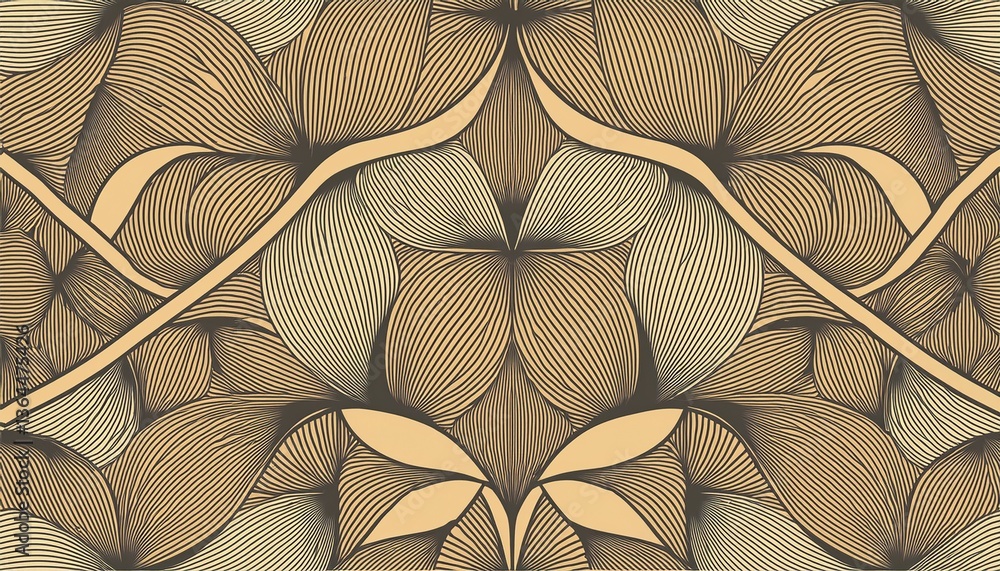 Poster ornate geometric petals grid, abstract vector seamless pattern. generated image