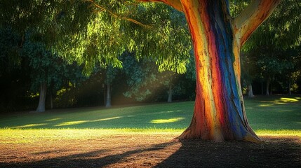 Rainbow Eucalyptus Tree in Sunlight
