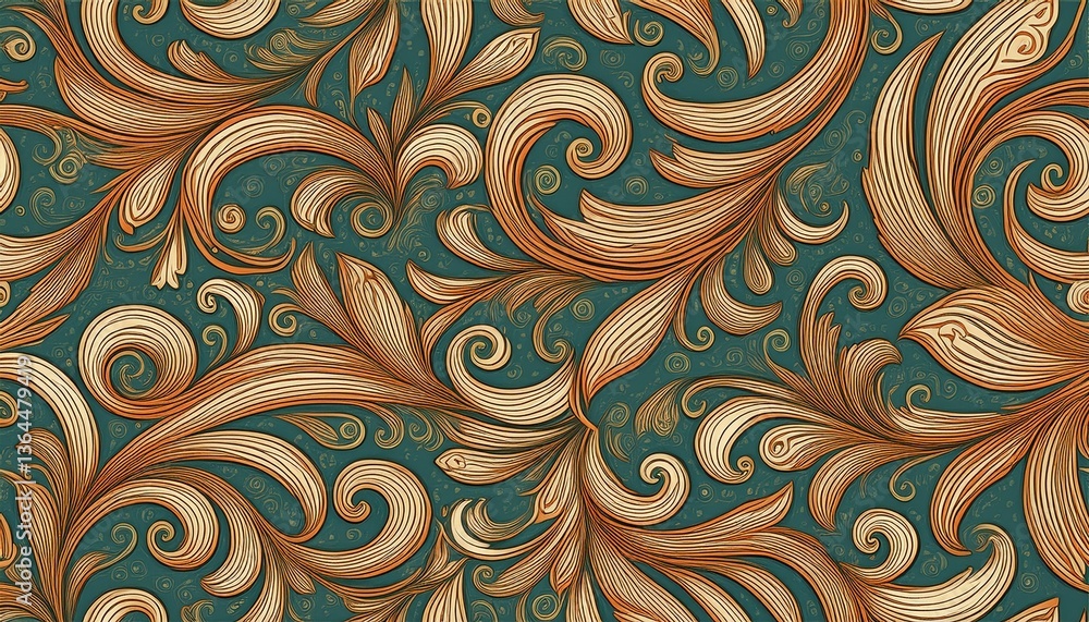 Poster vintage seamless pattern with curls. generated image