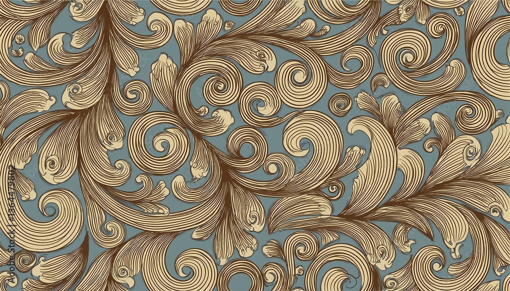 Poster vintage seamless pattern with curls. generated image