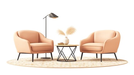 Fototapeta premium Cozy Living Room Armchairs Table.
