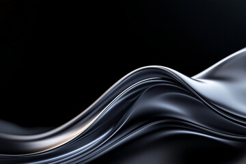 Abstract gray and dark curved wave fluids flowing on black background,transparent gradient glass or metal flow background for banner wallpaper poster cover design with design