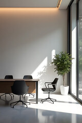 Modern office meeting space urban location interior design bright environment minimalist concept