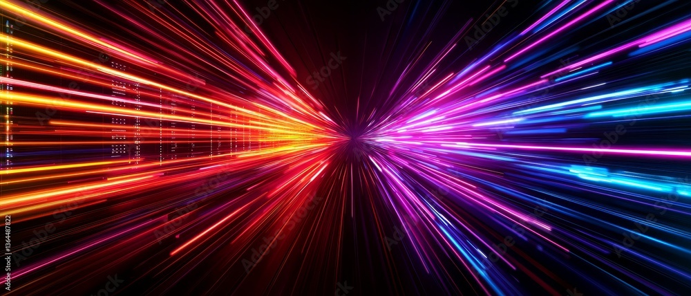 Poster data center and server optimization concept dynamic light streaks creating an abstract visual effect