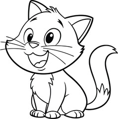 Cute cartoon cat coloring page design