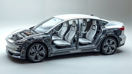 Luxury Electric Sedan Full Cutaway 