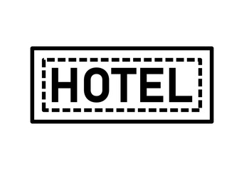 Icono negro de cartel de hotel rectangular