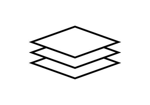 Icono negro de capas superpuestas en fondo blanco