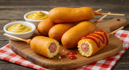 stock photo of classic corn dogs