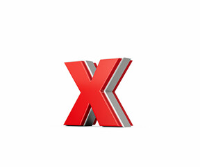 Fototapeta premium Vibrant Red Small Letter x Gleams With Its Sleek Metallic Design With Sharp Edges 3D Illustration
