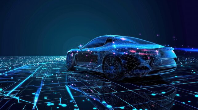 Abstract background with digital car technology elements