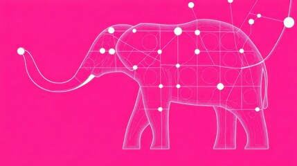 Pink Elephant Abstract Art with Digital Design.