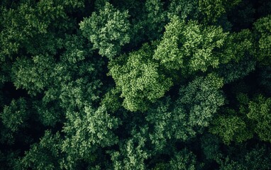 Aerial View of a Dense Green Forest Canopy from Above High Angle View