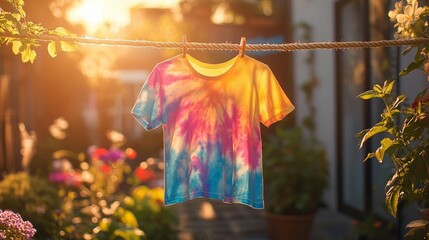 Sunset Tie-Dye Shirt Drying