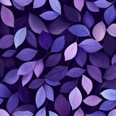 Elegant Purple Foliage: A Seamless Pattern of Leaves in Shaded Violet Tones for Textile and Background Design