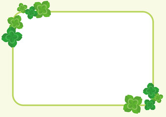 Fototapeta premium 四葉のクローバーフレーム横