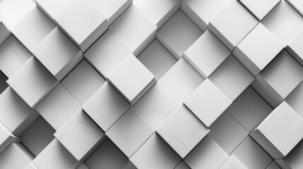 Aligned white cubes casting soft shadows on monochrome background in modern minimalist design