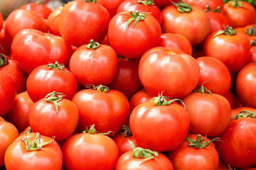 Ripe Red Tomatoes in market for sell Close View, Tomato in market