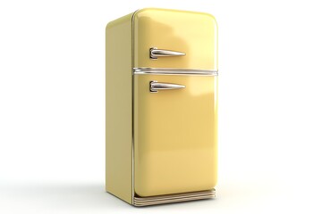 Retro refrigerator on white background, appliance, cooking, food preservation, isolated, product