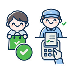 Fototapeta premium Successful Transaction Between Customer and Delivery Person