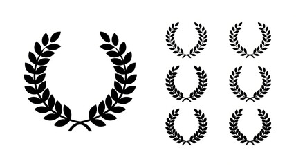 Laurel wreaths various sizes black silhouette