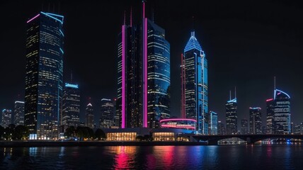 Naklejka premium City Skyline at night 
