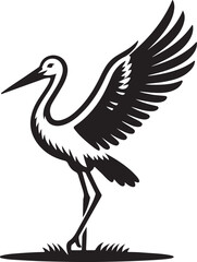 stork on white background
