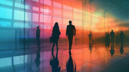 Business people collaborating on business strategy in a modern space.
