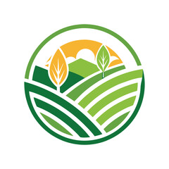 Fototapeta premium agricultural logo with tractor and harvest