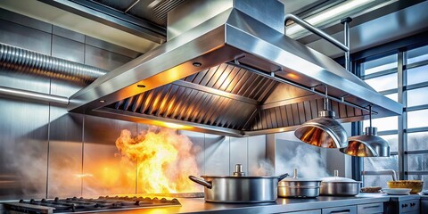 Powerful Commercial Kitchen Exhaust Fan Removing Cooking Fumes