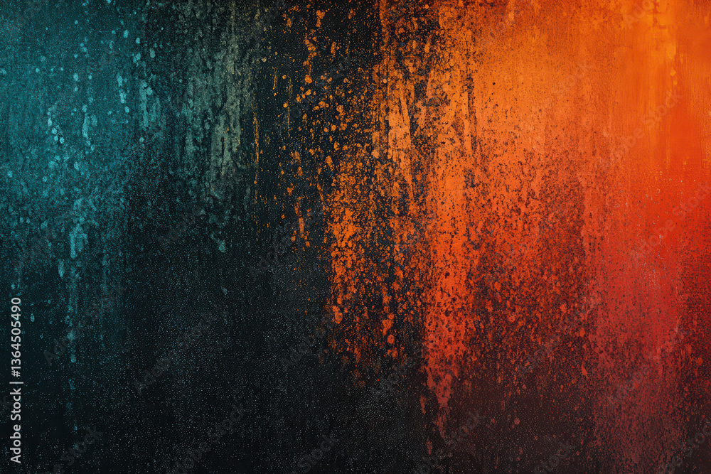 Poster abstract grunge texture background with contrasting blue and orange colors creating a dynamic and te
