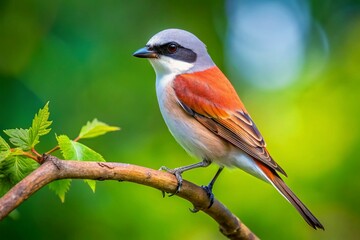 Red-backed Shrike Perched on Branch - Candid Wildlife Photography
