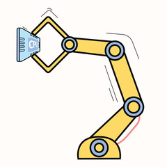 Robot Hand Holding a Chip, Symbolizing Technology, Innovation, and the Future of Artificial Intelligence, pastel color aesthetic vector