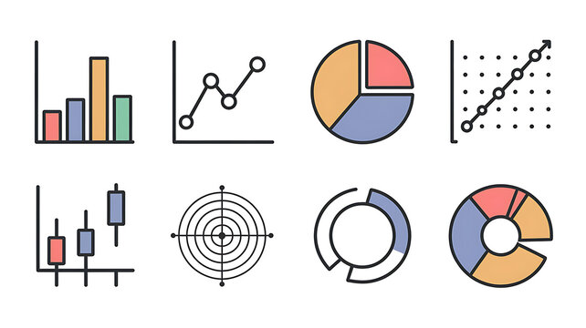 Data visualization icons various chart types business infographic elements