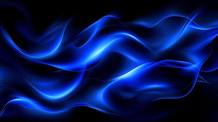 Obraz premium Abstract blue waves flowing gracefully against a black background, creating a serene atmosphere