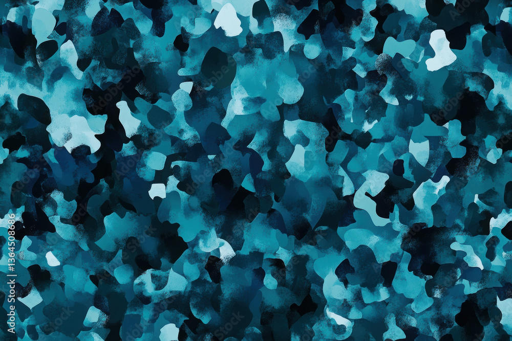 Poster abstract blue watercolor painting with varied tones and textures creating a dynamic and visually app