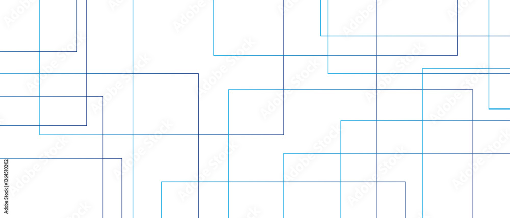 Poster Abstract colorful geometric pattern square and random lines. Glowing Futuristic technology geometric concept. Modern minimal and clean white background with realistic random lines. 