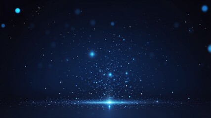 Shimmering Blue Bokeh Background with Magical Sparkles and Starry Glow for Elegant Visual Design