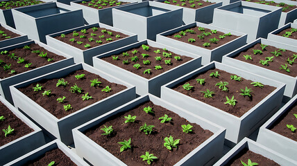 Elevated urban garden beds square planters fresh produce