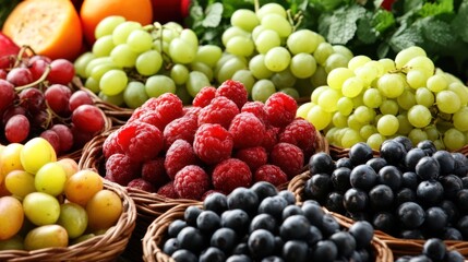 A Colorful Collection of Fresh Berries and Grapes