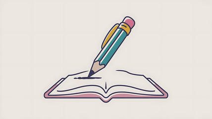 Open book with a pencil writing
