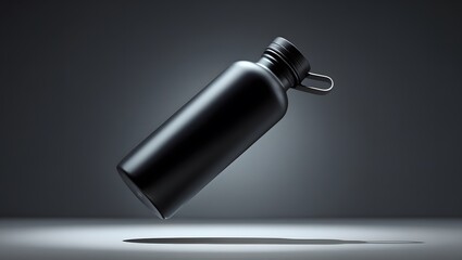 Fototapeta premium Black Metal Floating Water Bottle Mockup