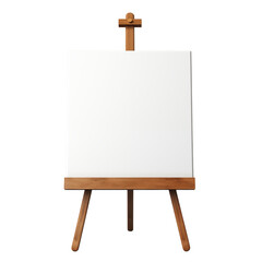 Blank White easel for painting on Wooden Display Stand Mockup isolated on transparent background. Generative ai