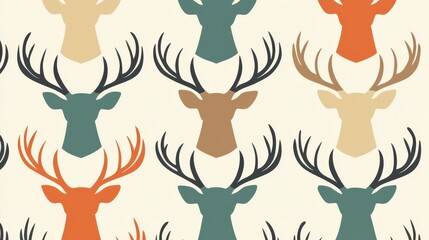 Colorful Deer Antler Pattern Seamless Design.